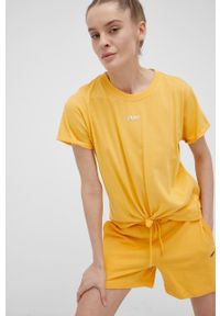 DKNY - Dkny t-shirt bawełniany DP1T8521 kolor pomarańczowy. Kolor: pomarańczowy. Materiał: bawełna. Wzór: aplikacja