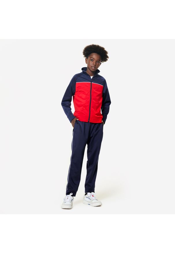 Dres dziecięcy Decathlon. Okazja: na uczelnię. Kolor: niebieski, czerwony, wielokolorowy. Materiał: materiał, poliester. Styl: sportowy