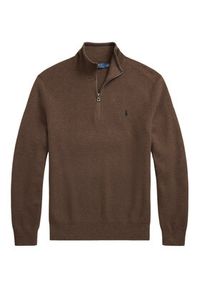Polo Ralph Lauren Sweter 710932304527 Brązowy Regular Fit. Typ kołnierza: polo. Kolor: brązowy. Materiał: bawełna #4