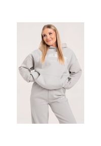 GYM GLAMOUR - Bluza fitness damska Gym Glamour college. Kolor: szary. Sport: fitness