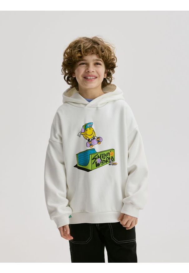 Reserved - Bluza SmileyWorld® - złamana biel. Materiał: dzianina, bawełna
