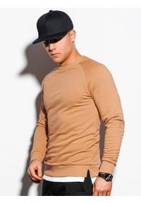 Ombre Clothing - Bluza męska bez kaptura B1217 - beżowa - XXL. Typ kołnierza: bez kaptura. Kolor: beżowy. Materiał: bawełna, poliester #5