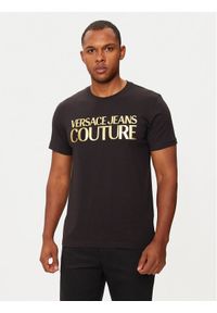 Versace Jeans Couture T-Shirt 77GAHT05 Czarny Regular Fit. Kolor: czarny. Materiał: bawełna