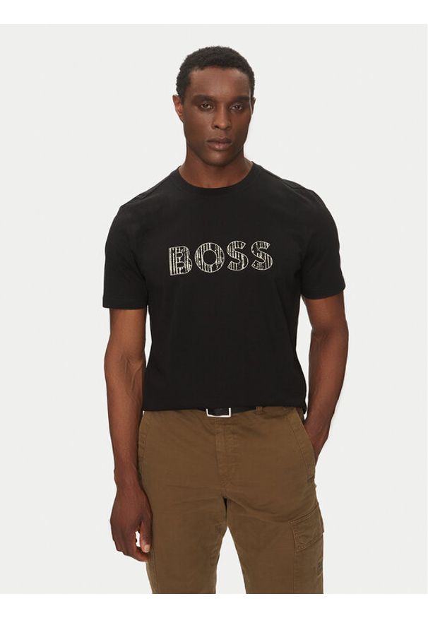 BOSS T-Shirt Te_Logotexture 50534923 Czarny Regular Fit. Kolor: czarny. Materiał: bawełna