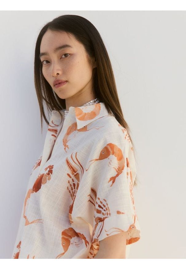 Reserved - Wzorzysta koszula z bawełny - wielobarwny. Materiał: bawełna