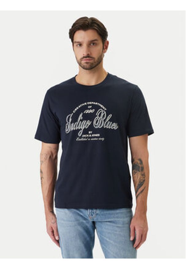 Jack & Jones T-Shirt Earchive 12297673 Granatowy Regular Fit. Kolor: niebieski. Materiał: bawełna