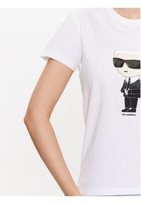 Karl Lagerfeld - KARL LAGERFELD T-Shirt Ikonik 2.0 Karl 230W1700 Biały Regular Fit. Typ kołnierza: dekolt w karo. Kolor: biały. Materiał: bawełna