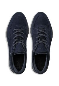 ecco - Sneakersy męskie granatowe ECCO Exostride M. Okazja: na co dzień, na spacer. Kolor: niebieski. Materiał: materiał, skóra. Szerokość cholewki: normalna. Technologia: Gore-Tex. Sport: turystyka piesza #3