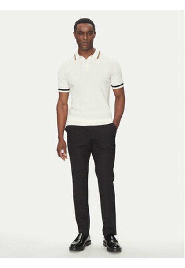 Karl Lagerfeld - KARL LAGERFELD Polo 655017 552307 Biały Slim Fit. Typ kołnierza: polo. Kolor: biały. Materiał: bawełna