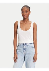 Calvin Klein Top LV044C345G Écru Regular Fit. Materiał: wiskoza