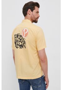 Pepe Jeans Koszula bawełniana męska kolor żółty regular. Okazja: na co dzień. Kolor: żółty. Materiał: bawełna. Długość rękawa: krótki rękaw. Długość: krótkie. Styl: casual #4