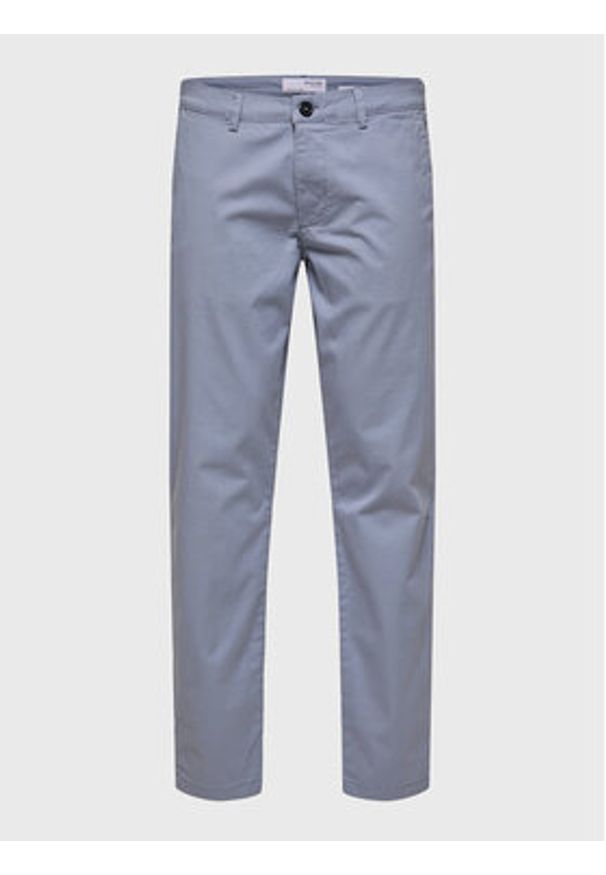 Selected Homme Chinosy New 16087663 Szary Slim Fit. Kolor: niebieski. Materiał: bawełna