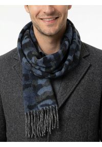 V. Fraas - Szalik z Frędzlami, Granatowy w Moro, Miękki, Firmy V.Fraas -Cashmink. Kolor: niebieski. Materiał: syntetyk, materiał, wełna, poliakryl, tkanina. Wzór: moro. Sezon: lato #3