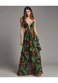 RETROFETE - Sukienka z egzotycznym wzorem Paulina. Kolor: zielony. Długość rękawa: na ramiączkach. Styl: wakacyjny. Długość: maxi #4