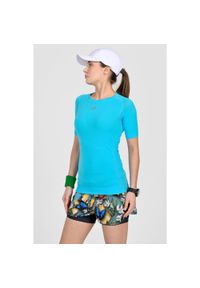 NESSI SPORTSWEAR - Koszulka z krótkim rękawem sportowa damska Nessi Sportswear Ultra. Kolor: wielokolorowy, niebieski, turkusowy. Długość rękawa: krótki rękaw. Długość: krótkie. Sport: bieganie