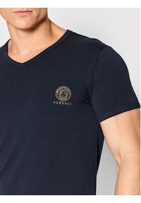 VERSACE - Versace T-Shirt Scollo AUU01004 Granatowy Regular Fit. Kolor: niebieski. Materiał: bawełna #3