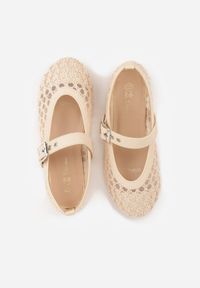 Born2be - Beżowe Balerinki z Plecionką z Rafii Tessandra. Zapięcie: sprzączka. Kolor: beżowy. Styl: elegancki #3
