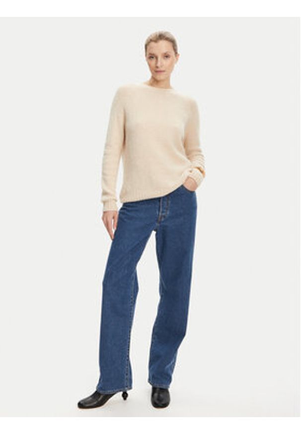Weekend Max Mara Sweter Ghiacci 2525366151 Beżowy Regular Fit. Kolor: beżowy. Materiał: wełna
