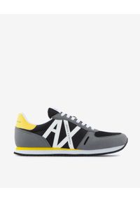 Armani Exchange - ARMANI EXCHANGE - Sneakersy z monogramem AX. Zapięcie: sznurówki. Kolor: szary. Materiał: materiał. Szerokość cholewki: normalna