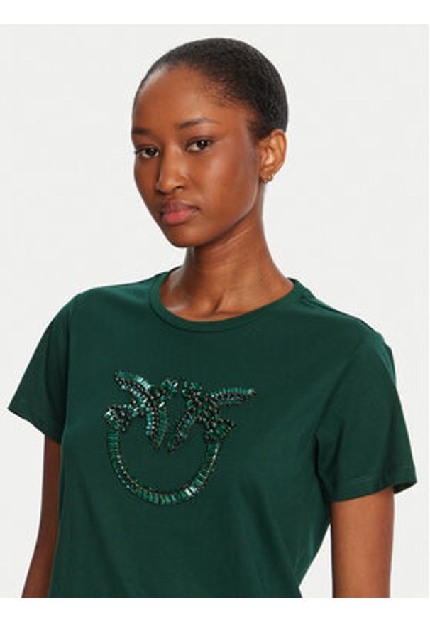 Pinko - PINKO T-Shirt Quentin 100535 A2RN Zielony Regular Fit. Kolor: zielony. Materiał: bawełna