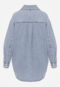 Renee - Niebieska Jeansowa Koszula z Bawełną z Przeszyciami Nekki. Okazja: na co dzień. Kolor: niebieski. Materiał: bawełna, jeans. Wzór: kolorowy. Sezon: lato. Styl: casual #5