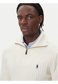Polo Ralph Lauren Sweter 710974167003 Beżowy Regular Fit. Typ kołnierza: polo. Kolor: beżowy. Materiał: bawełna #6