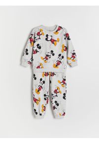 Reserved - Bawełniany komplet Mickey Mouse - jasnoszary. Kolor: szary. Materiał: bawełna. Wzór: motyw z bajki #1