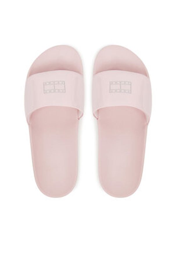 Tommy Jeans Klapki Flag Pool Slide Patent EN0EN02901 Różowy. Kolor: różowy. Materiał: skóra