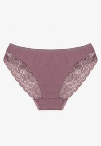 Born2be - Fioletowe Majtki Figi Zdobione Koronką Venissella. Kolor: fioletowy. Materiał: koronka. Wzór: koronka, aplikacja #2