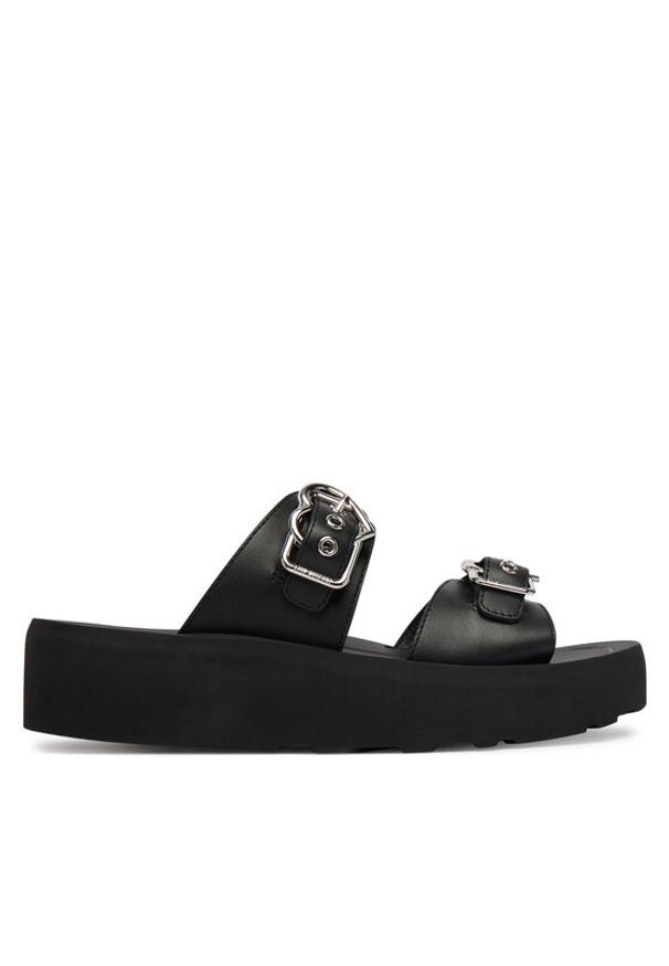 Love Moschino - LOVE MOSCHINO Klapki JA28274I0OIA0000 Czarny. Kolor: czarny. Materiał: skóra