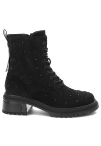 Czarne Botki S.Barski Stylowe Obuwie Damskie. Zapięcie: sznurówki. Kolor: czarny. Materiał: materiał. Sezon: jesień, zima. Obcas: na obcasie. Styl: elegancki. Wysokość obcasa: średni #6