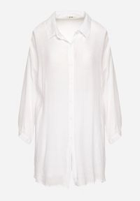 Born2be - Biały Komplet Koszula z Długim Rękawem Szorty Tordia. Kolor: biały. Materiał: tkanina #4