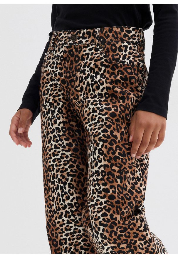 bonprix - Dżinsy wide leg z wysokim stanem. Stan: podwyższony. Kolor: beżowy. Styl: elegancki