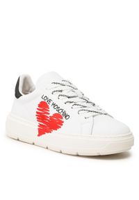 Love Moschino - Sneakersy LOVE MOSCHINO JA15394G1GIA110A Bianco/Nero. Kolor: biały. Materiał: skóra