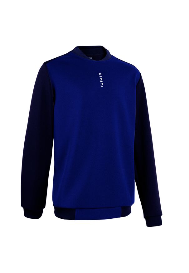 KIPSTA - Bluza do piłki nożnej Kipsta Essential Club. Typ kołnierza: dekolt w kształcie V. Kolor: niebieski. Materiał: tkanina, elastan, prążkowany, materiał, poliester. Sport: fitness, piłka nożna