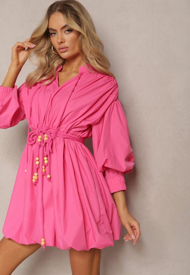 Renee - Różowa Sukienka Appomene. Kolor: różowy. Typ sukienki: bombki. Styl: boho. Długość: mini