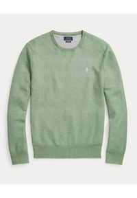 Ralph Lauren - RALPH LAUREN - Zielona bluza z haftowanym logo Regular Fit. Typ kołnierza: polo. Kolor: zielony. Materiał: bawełna. Długość: długie. Wzór: haft. Styl: klasyczny #2