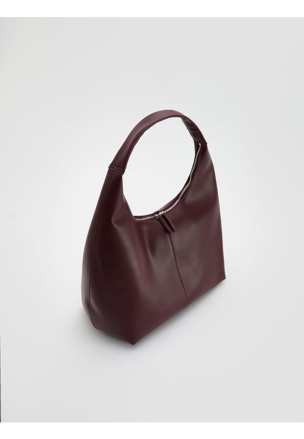Reserved - Torebka hobo - bordowy. Kolor: czerwony. Materiał: skórzane