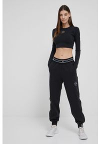 Adidas by Stella McCartney - adidas by Stella McCartney spodnie dresowe damskie kolor czarny gładkie. Kolor: czarny. Materiał: dresówka. Wzór: gładki #2