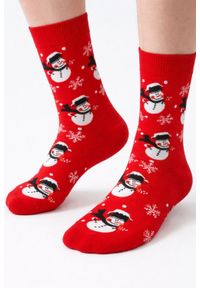 His Story - Skarpetki Bawełniane - Tematyczne - Czerwone w Mikołaje. Kolor: czerwony. Materiał: elastan, bawełna, poliamid #3