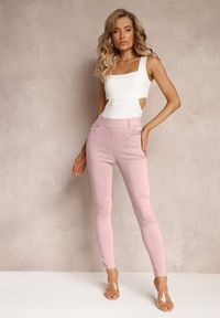 Renee - Różowe Spodnie Skinny z Talią High Waist Malga. Stan: podwyższony. Kolor: różowy. Długość: długie #5