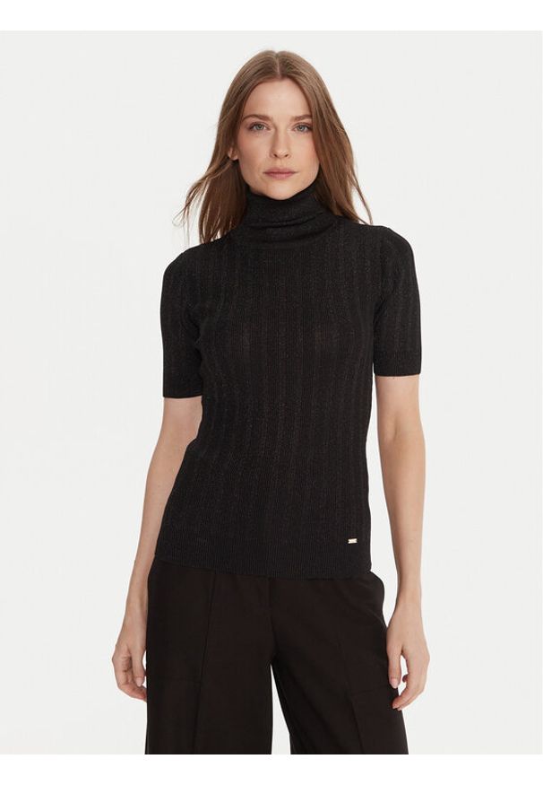 Gaudi Golf 521FD53033 Czarny Slim Fit. Typ kołnierza: golf. Kolor: czarny. Materiał: wiskoza, syntetyk