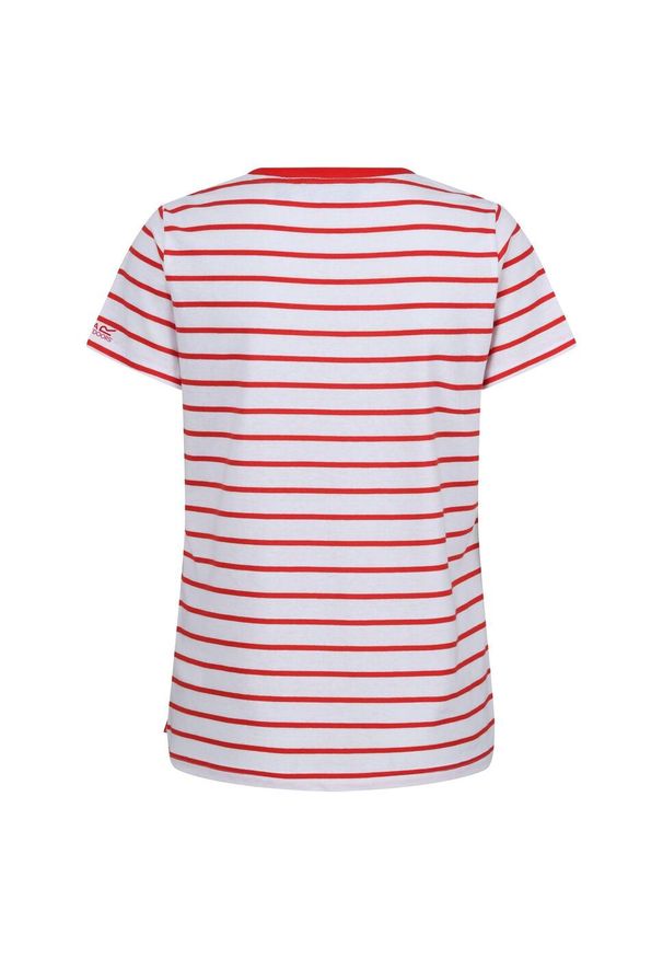 Regatta - T-shirt Damski Paski Filandra VIII. Kolor: czerwony, biały, wielokolorowy. Wzór: paski. Sport: turystyka piesza