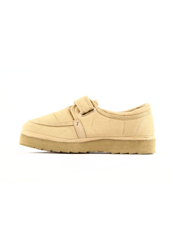 Rock - Półbuty Fancy Velcro Beige, Beż, Materiał. Okazja: na spacer. Zapięcie: rzepy. Kolor: beżowy. Materiał: tkanina. Szerokość cholewki: normalna. Sezon: lato, jesień, wiosna. Styl: sportowy, retro, rockowy