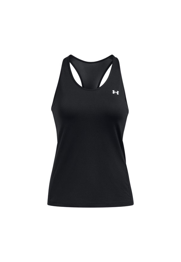 Damski tank top Under Armour HeatGear® Racer. Kolor: czarny, biały, wielokolorowy. Materiał: materiał. Sport: fitness
