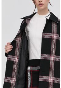Karl Lagerfeld płaszcz z wełną 220W1582 kolor czarny przejściowy. Okazja: na co dzień. Kolor: czarny. Materiał: wełna. Styl: casual #4