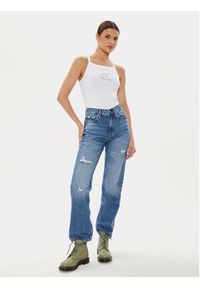 Calvin Klein Jeans Top J20J223623 Biały Slim Fit. Kolor: biały. Materiał: bawełna