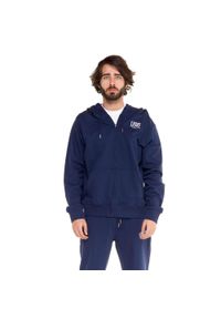 LEONE 1947 APPAREL - Męski dres Real Boxing z kapturem i zamkiem błyskawicznym. Kolor: niebieski. Materiał: dresówka. Sport: fitness