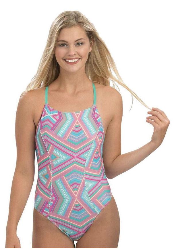 DOLFIN - Dolfin Revibe Glamazon Print Diamondback Swimsuit - Rozmiar 30. Kolor: zielony. Wzór: nadruk