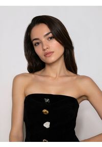 Reserved - Gorsetowy top - czarny. Typ kołnierza: dekolt gorset. Kolor: czarny. Materiał: tkanina. Wzór: gładki #1